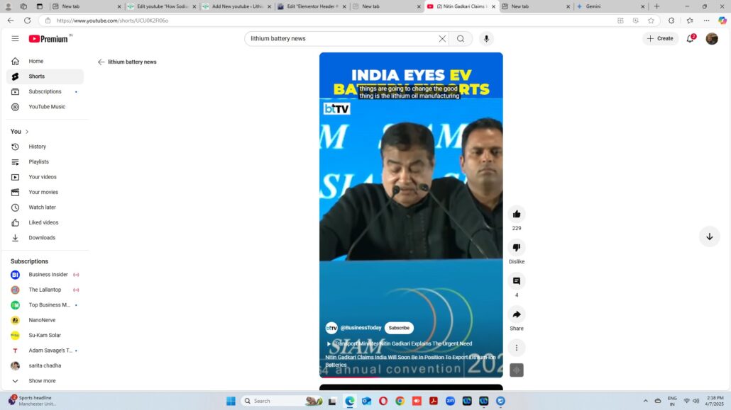 "Gadkari Confident India Will Soon Export Lithium-Ion Batteries Globally"