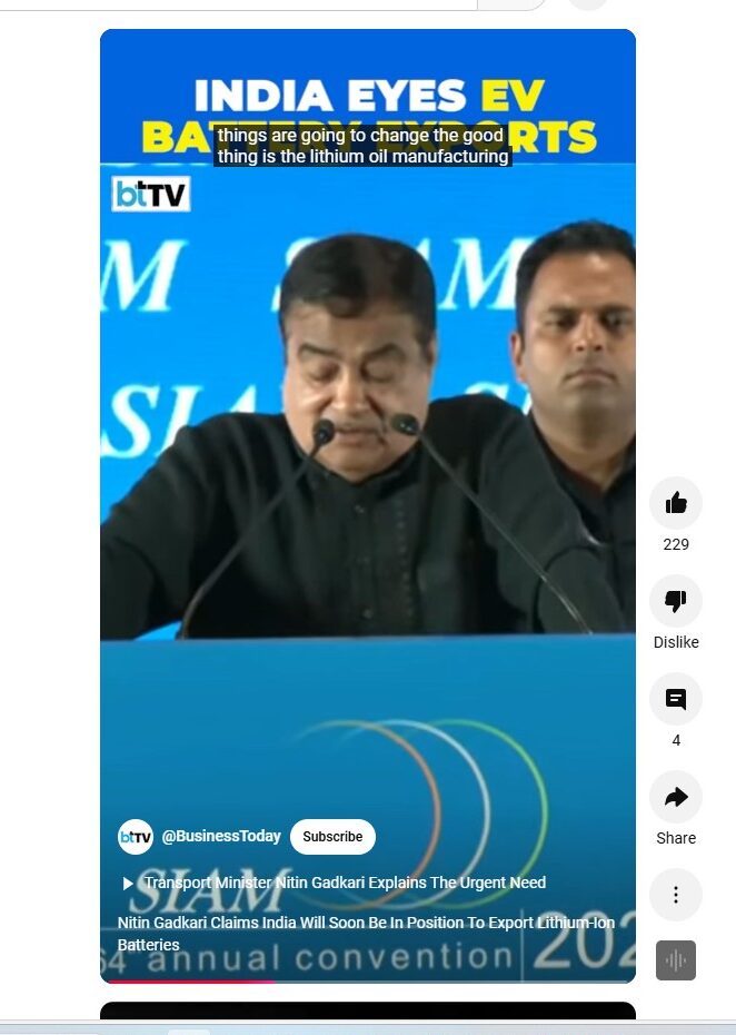 "Gadkari Confident India Will Soon Export Lithium-Ion Batteries Globally"