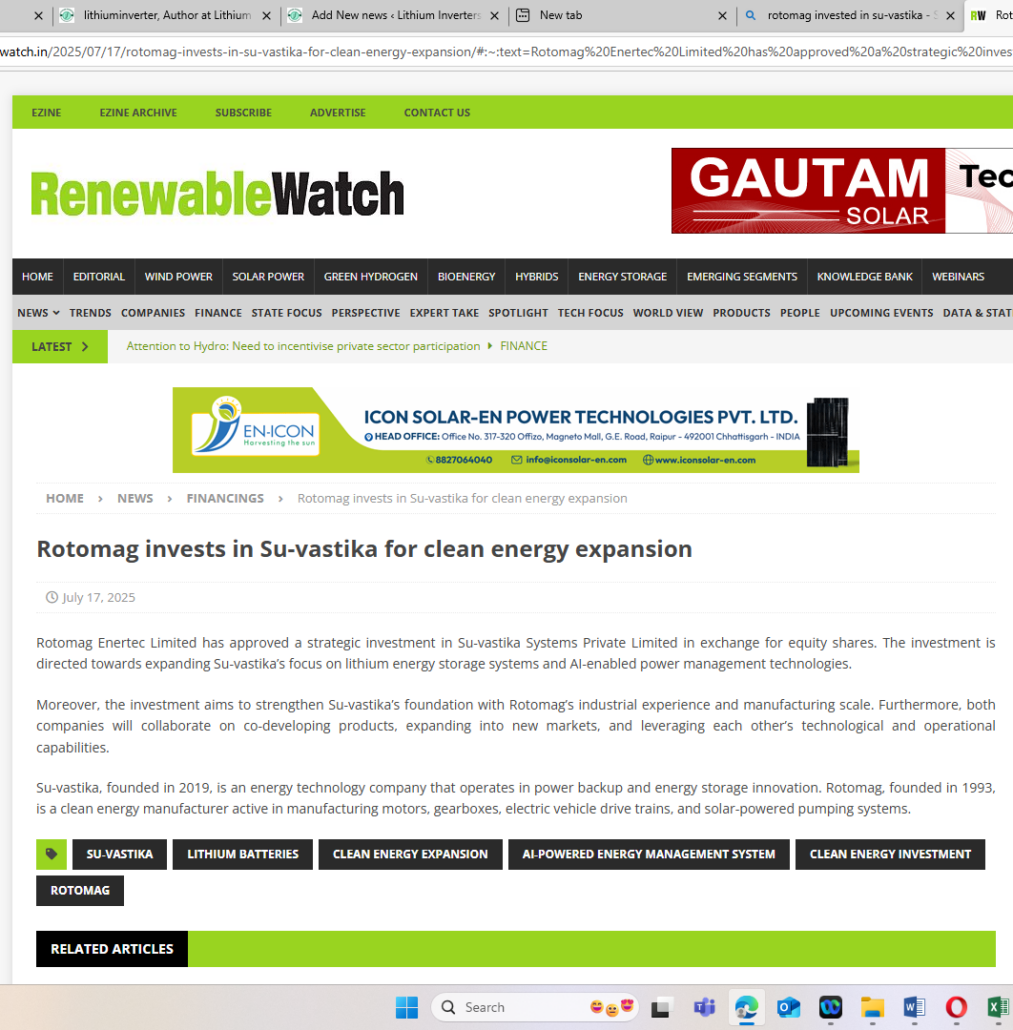 Rotomag invested in Su-vastika